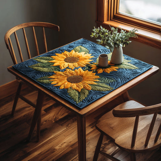 Azure Sunflowers Quilted Table Topper NCU0HNH022