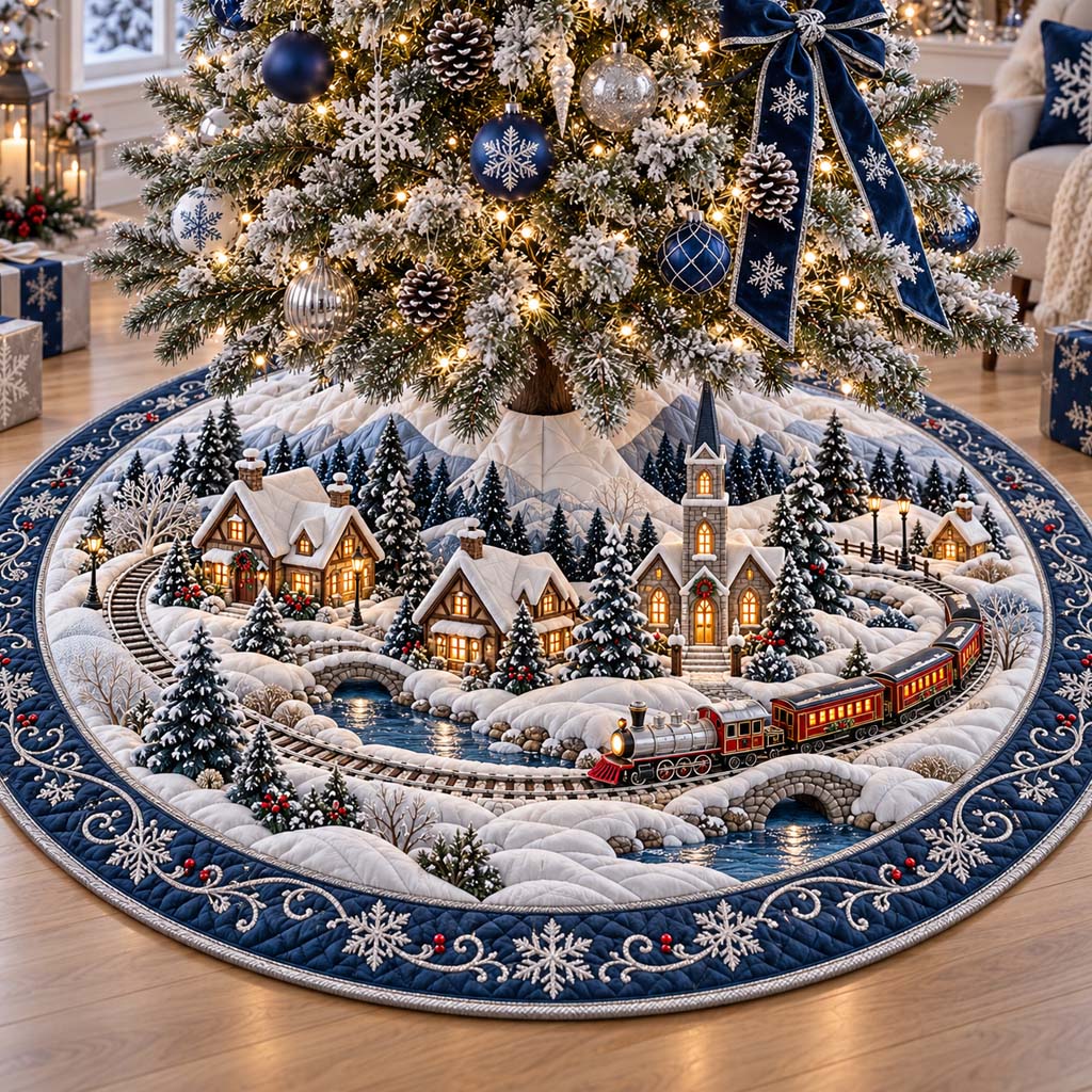 Azure Village Christmas Quilted Tree Skirt NCU0HNH1271