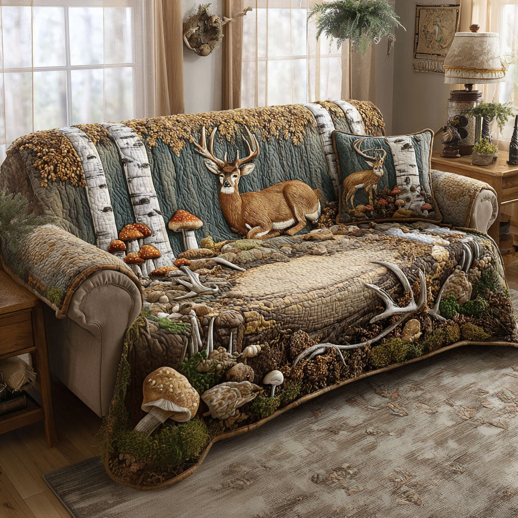 Backwoods Buck Quilted Sofa Cover NCU0PTT2435