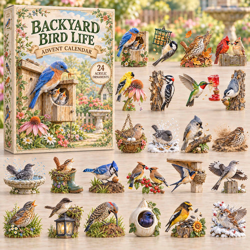 CHRISTMAS KICKOFF 40% OFF - Backyard Bird Life Advent Calendar 2026 - 24-Day Festive Countdown, Acrylic Charms Blind Box - Gift For Family and Friends AC0TD058