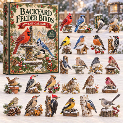 CHRISTMAS KICKOFF 40% OFF - Backyard Feeder Birds Advent Calendar 2026 - 24-Day Festive Countdown, Acrylic Charms Blind Box - Gift For Family and Friends AC0TD059
