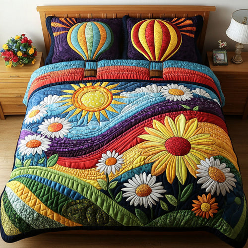 Balloons of Sunshine 3-Piece Quilted Bedding Set NCU0PTT249