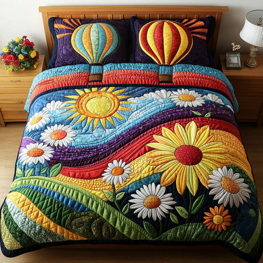 Balloons of Sunshine 3-Piece Quilted Bedding Set NCU0PTT249
