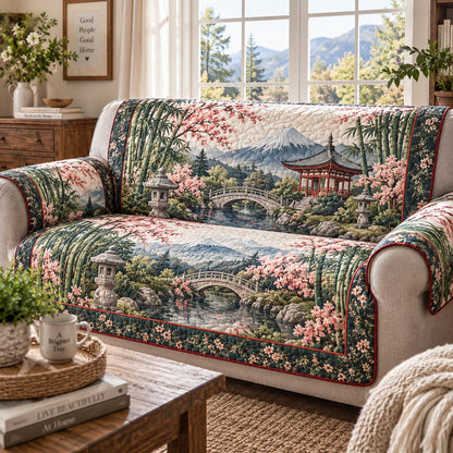 Bamboo Sakura Temple Quilted Sofa Cover NCU0DV2449
