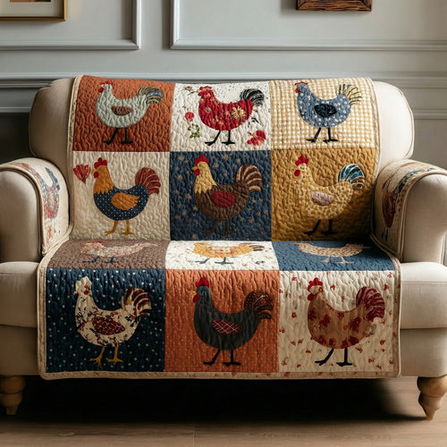 Barnyard Chickens Quilted Sofa Cover NCU0LDH384