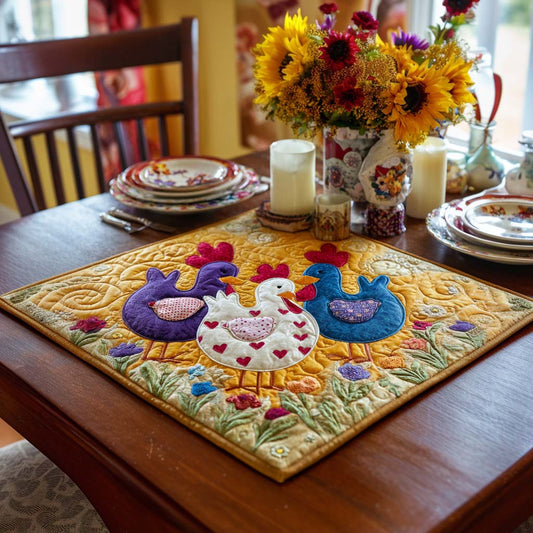 Barnyard Cluck Quilted Table Topper NCU0NNT1082