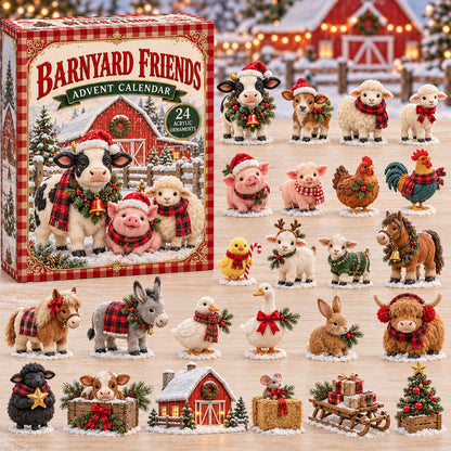 CHRISTMAS KICKOFF 40% OFF - Barnyard Friends Advent Calendar 2026 - 24-Day Festive Countdown, Acrylic Charms Blind Box - Gift For Family and Friends AC0TD072