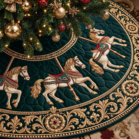 Baroque Carousel Christmas Quilted Tree Skirt NCU0HNH1279