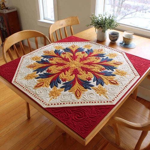 Baroque Snowflake Sunburst Quilted Table Topper NCU0HNH189
