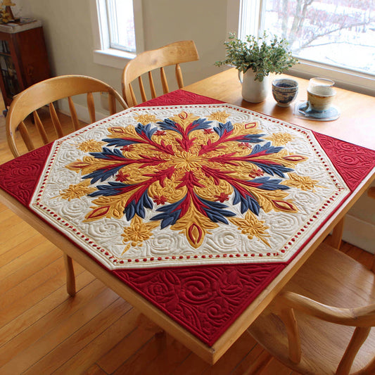 Baroque Snowflake Sunburst Quilted Table Topper NCU0HNH189