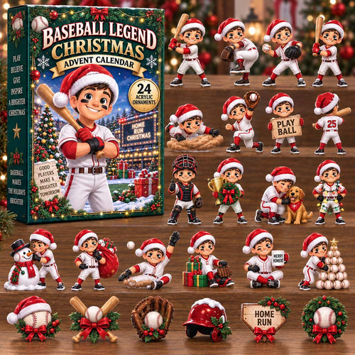 CHRISTMAS KICKOFF 40% OFF - Baseball Legend Christmas Advent Calendar 2026 - 24-Day Festive Countdown, Acrylic Charms Blind Box - Gift For Kids AC0HH036
