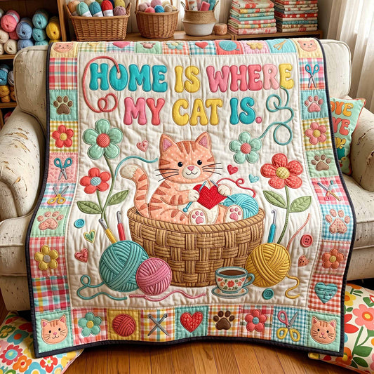 Basket Cat Quilted Blanket NCU0NXD1876