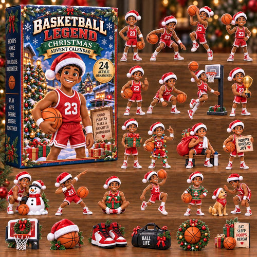 CHRISTMAS KICKOFF 40% OFF - Basketball Legend Christmas Advent Calendar 2026 - 24-Day Festive Countdown, Acrylic Charms Blind Box - Gift For Kids AC0HH038