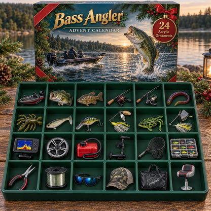 CHRISTMAS KICKOFF 40% OFF - Bass Angler Advent Calendar 2026 - 24-Day Festive Countdown, Acrylic Charms Blind Box - Gift For Family and Friends AC0TV041