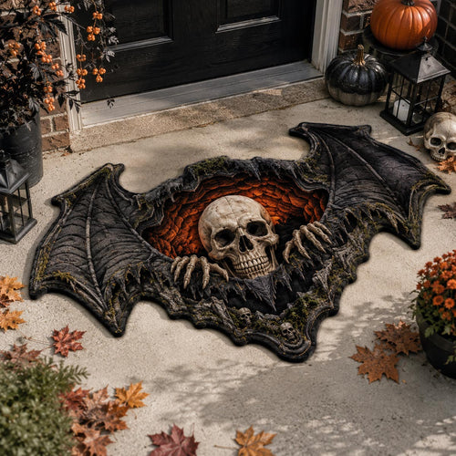 Bat Skull Rift Custom Shape Doormat NCU0DV2307
