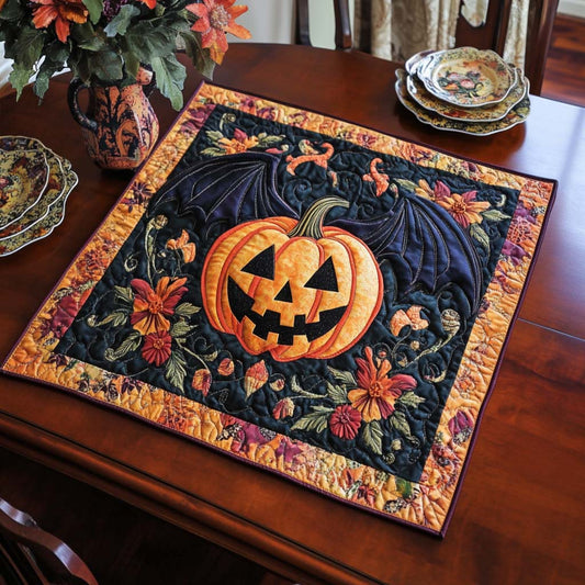 Batty Pumpkin Quilted Table Topper NCU0NNT1487