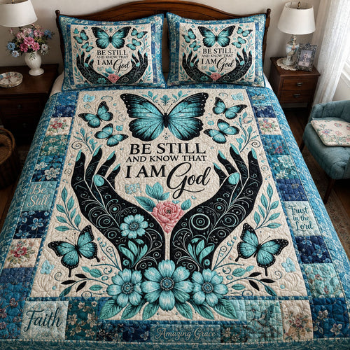 Be Still And Know 3-Piece Quilted Bedding Set NCU0PTT3375