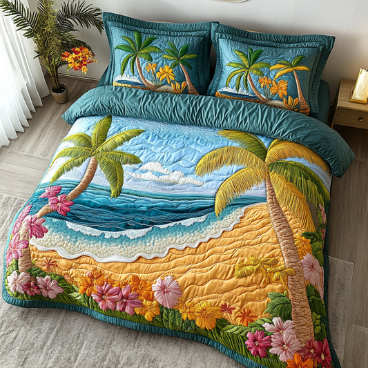 Beach Bliss 3-Piece Quilted Bedding Set NCU0NVH233