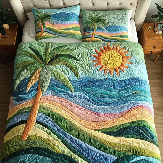Beach Bliss 3-Piece Quilted Bedding Set NCU0NVH271