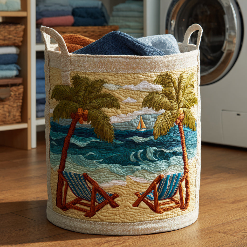 Beach Breeze Quilted Laundry Basket NCU0HNH365
