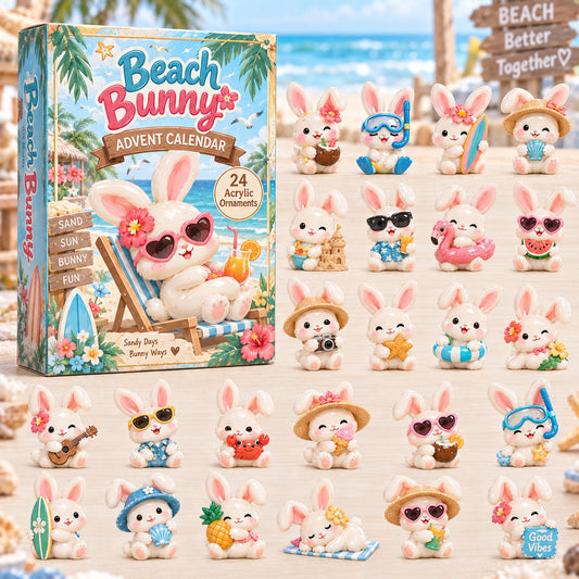 CHRISTMAS KICKOFF 40% OFF - Beach Bunny Advent Calendar 2026 - 24-Day Festive Countdown, Acrylic Charms Blind Box - Gift For Bunny Lovers AC0HA241