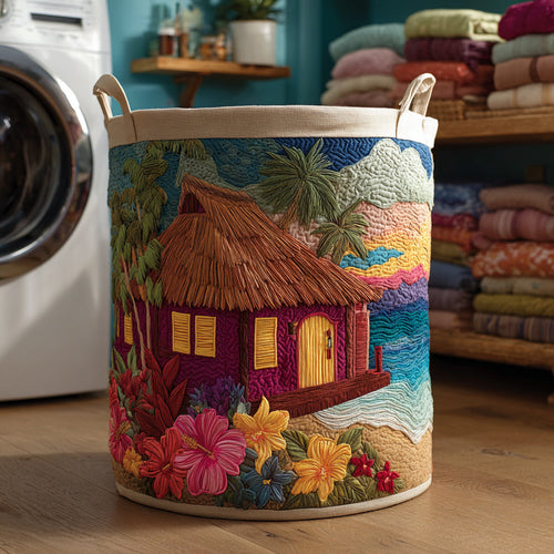 Beach Cabana Quilted Laundry Basket NCU0HNH366