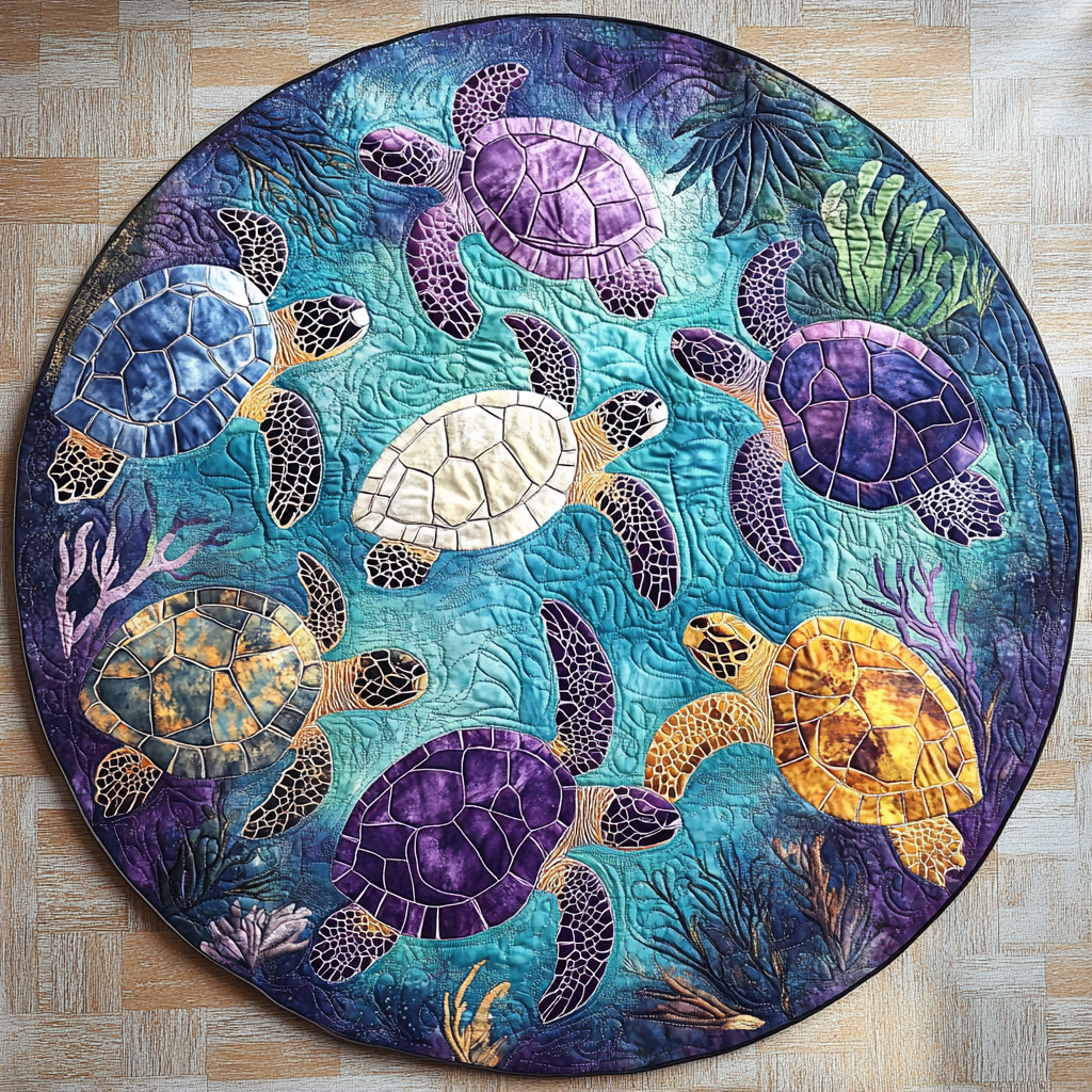 Beach Harmony Quilted Round Mat NCU0TL1463