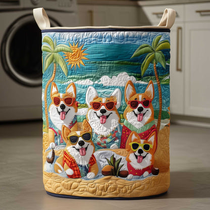Beach Party Dogs Quilted Laundry Basket NCU0HTT097