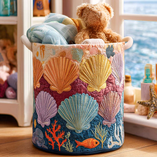 Beach Shell Whispers Quilted Laundry Basket NCU0NNT1265