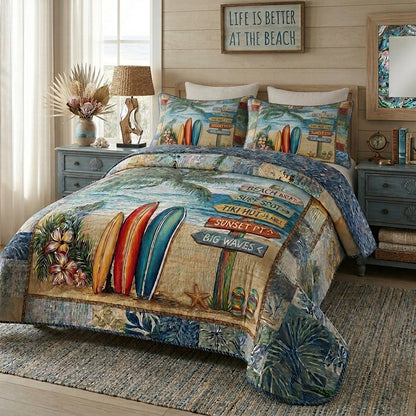 Beach Sign 3-Piece Quilted Bedding Set NCU0DQQ0822