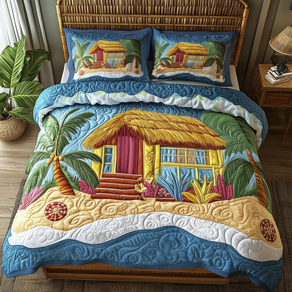 Beachfront Bliss 3-Piece Quilted Bedding Set NCU0NVH699