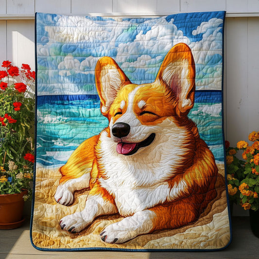 Beachside Corgi Quilted Blanket NCU0NNT674
