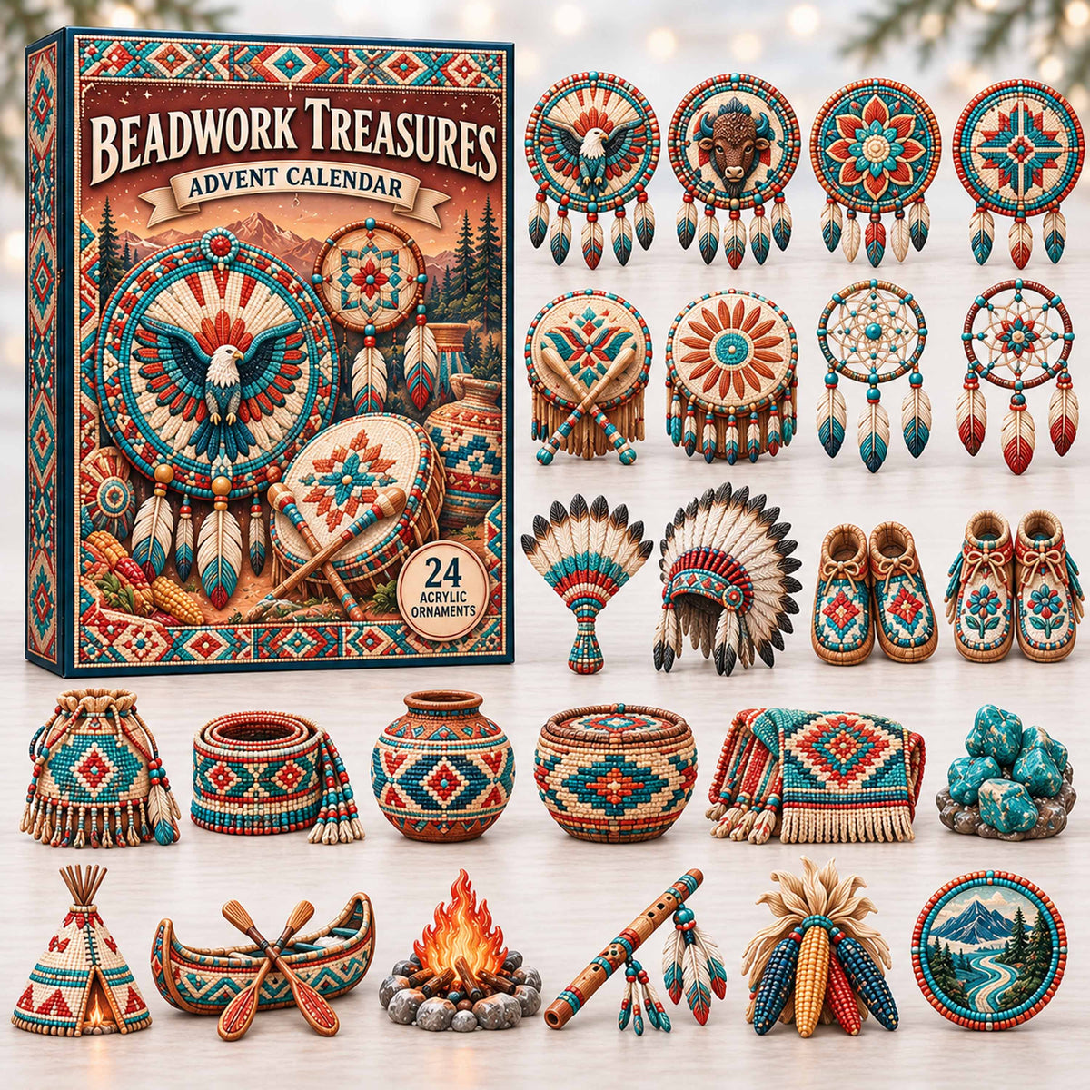 CHRISTMAS KICKOFF 40% OFF - Beadwork Treasures Advent Calendar 2026 - 24-Day Festive Countdown, Acrylic Charms Blind Box - Gift For Family and Friends AC0TD012