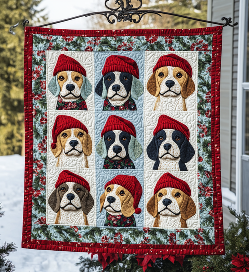 Beagle Christmas Cuddles Quilted Blanket NCU0VL617