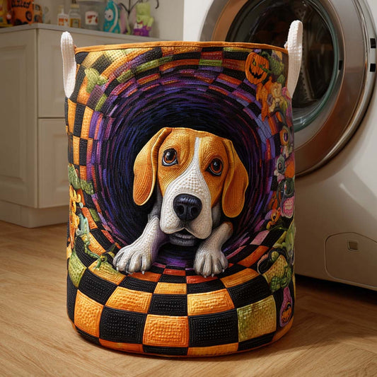 Beagle Spiral Watch Quilted Laundry Basket NCU0NXD330