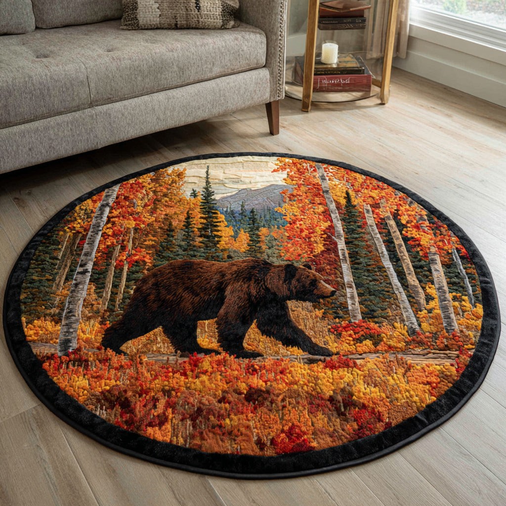 Bear Autumn Forest Round Carpet NCU0HH822