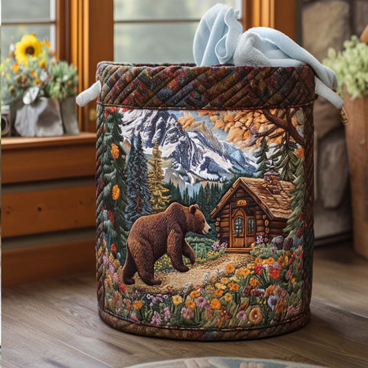 Bear Cabin Life Quilted Laundry Basket NCU0NNT1207