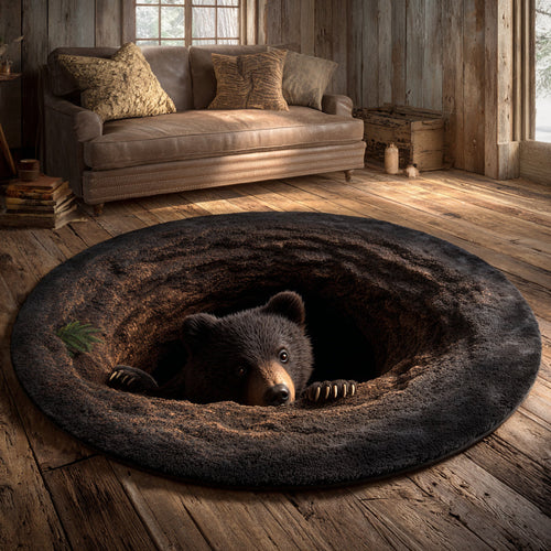 Bear Cave Explorer Round Carpet NCU0HH823