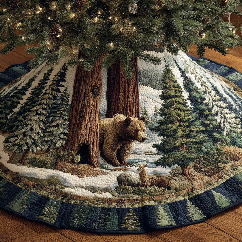 Bear Crossing Christmas Quilted Tree Skirt NCU0PVL766