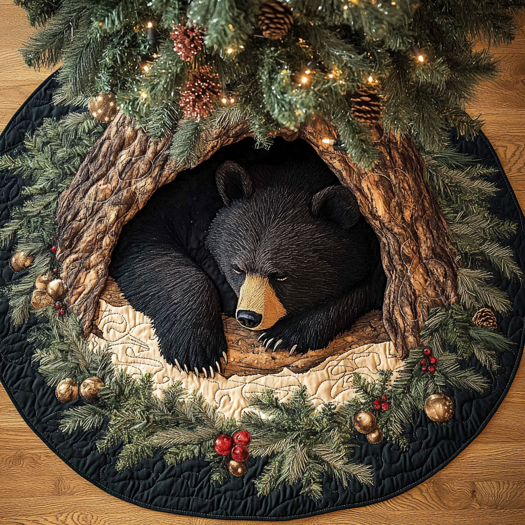 Bear Journey Christmas Quilted Tree Skirt NCU0DDK1676