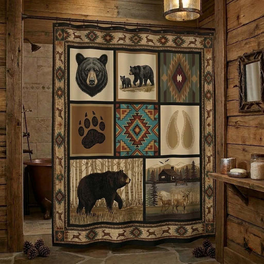 Bear Lodge Patch Shower Curtain NCU0DQQ0667