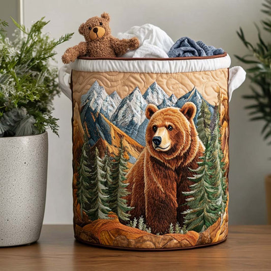 Bear Mountain Mist Quilted Laundry Basket NCU0NNT1208