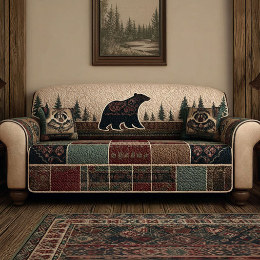 Bear Ridge Cabin Quilted Sofa Cover NCU0PTT2835
