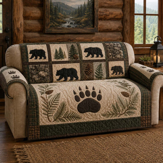 Bear Tracks Quilted Sofa Cover NCU0DQQ0883