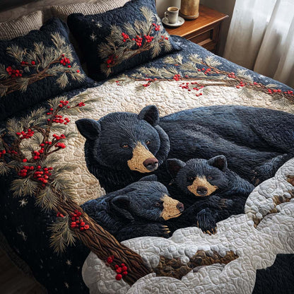 Bear Warmth 3-Piece Quilted Bedding Set NCU0NNT1947