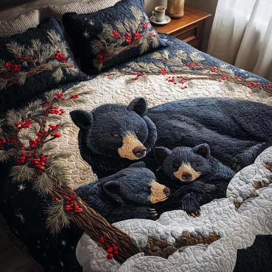 Bear Warmth 3-Piece Quilted Bedding Set NCU0NNT1947