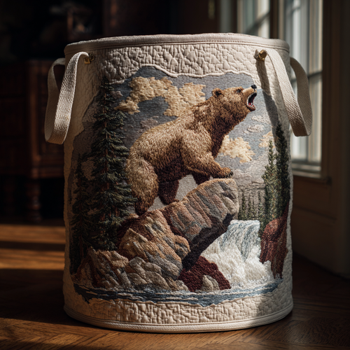 Bear Whisper Quilted Laundry Basket NCU0DDK1992