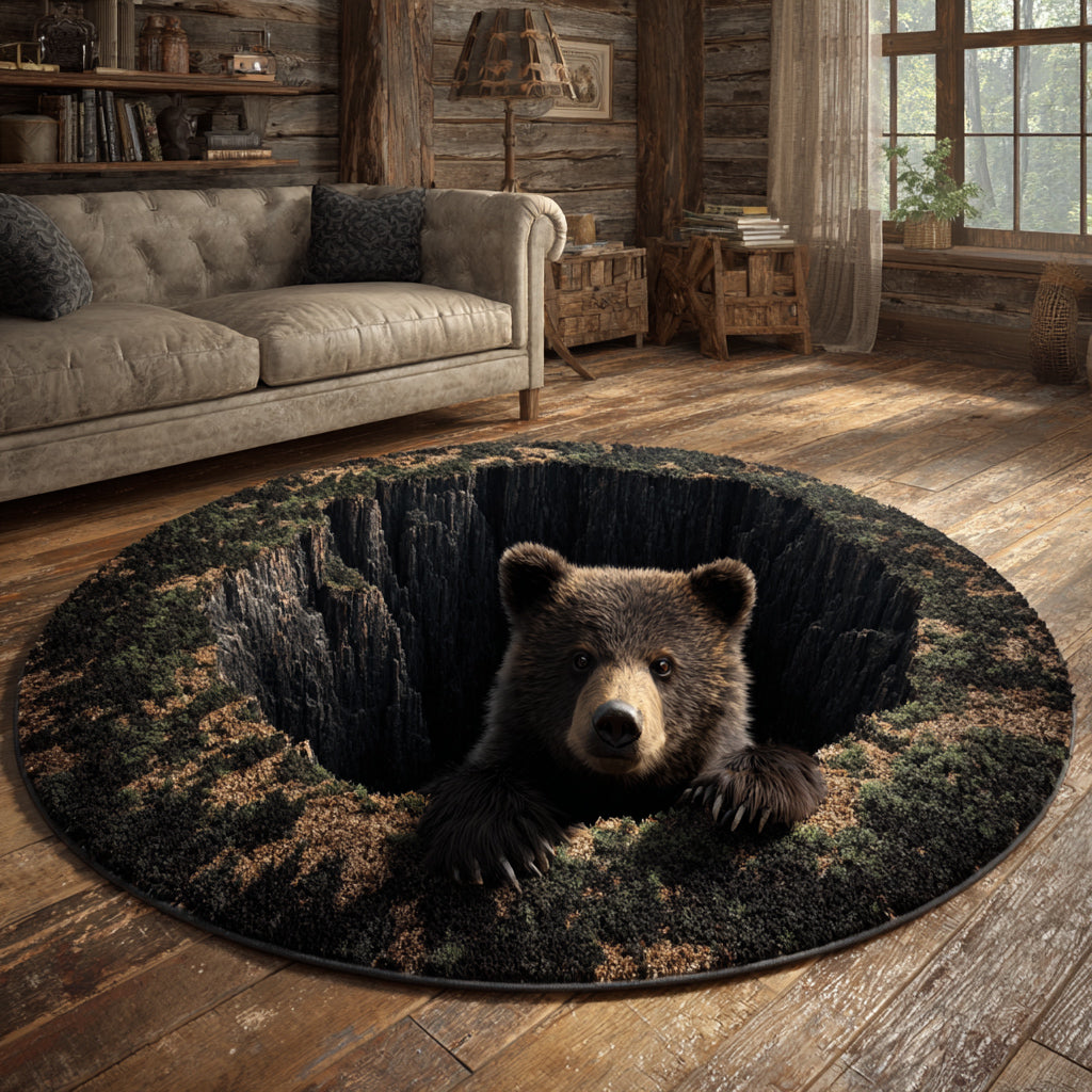 Bear Wilderness Hole Round Carpet NCU0HH827