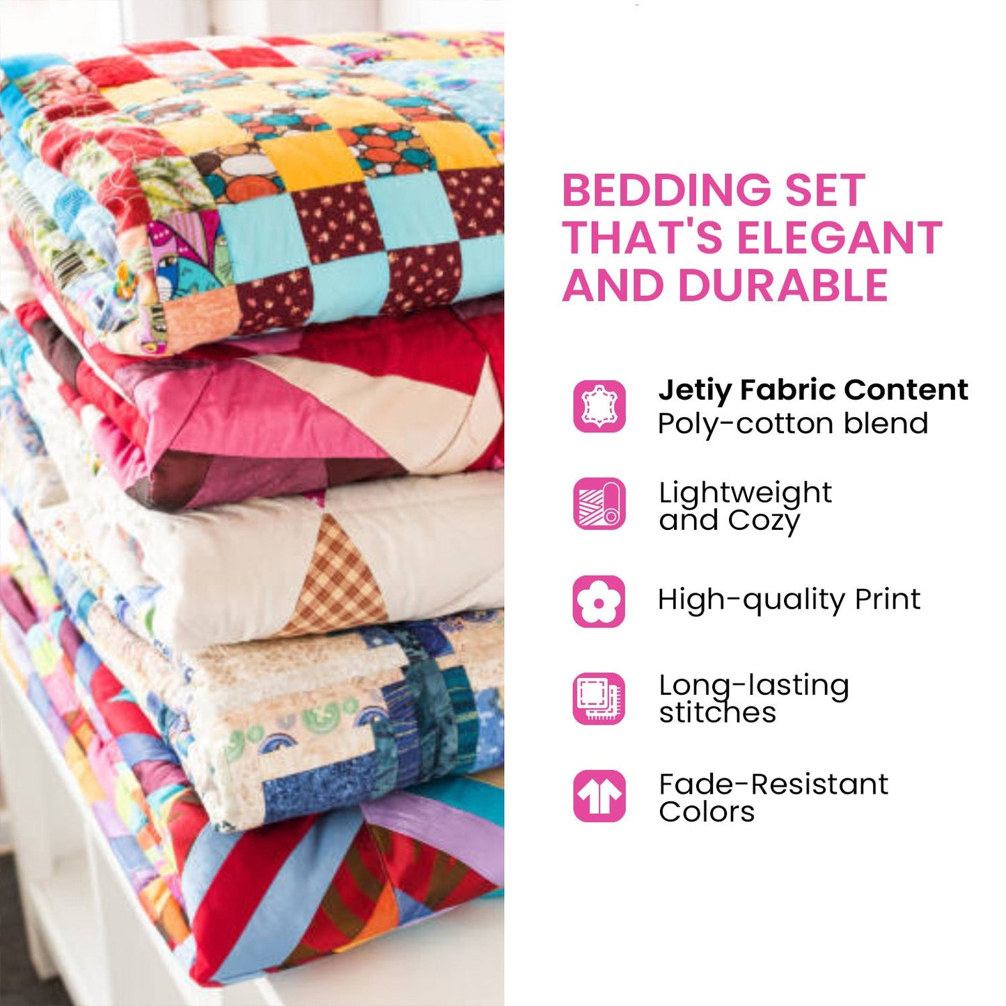 Heart Bouquet 3-Piece Quilted Bedding Set NCU0TL2311