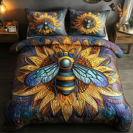 Bee Blossom 3-Piece Quilted Bedding Set NCU0NVH611